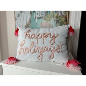 LC Lauren Conrad Happy Holiyays Christmas Tassel Decorative Holiday Pillow